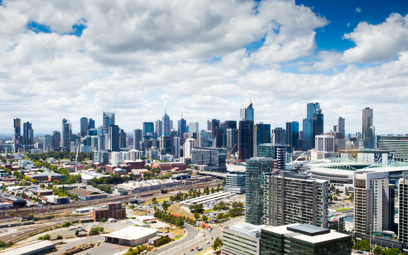 Aerial view of property market in Melbourne Australia